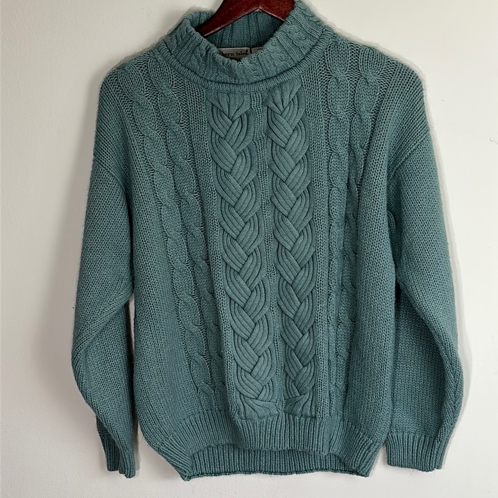 NORTHERN ISLES vintage 70s cable knitted %100 acrylic sweater womens Medium